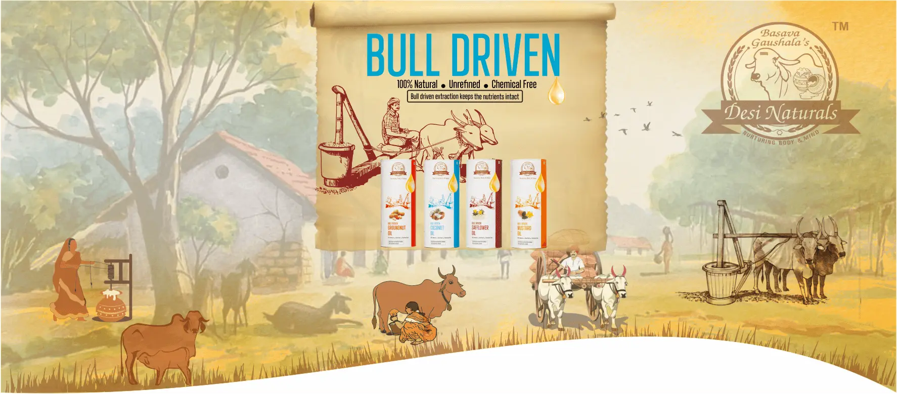 Cold pressed Wood pressed Bull Driven Chemical Free Oils