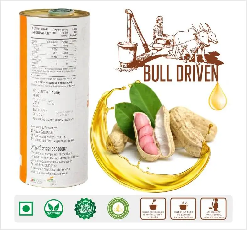 Bull Driven Ground Nut Oil - 1 Litre